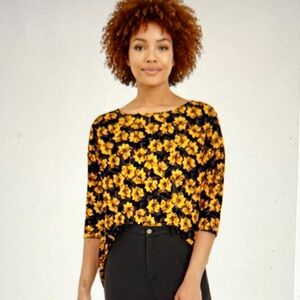 LulaRoe Women’s Black and Orange Floral Irma Tunic Top NWT